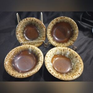 (4) Vintage Brown Drip Glaze Cereal/Soup Bowl Unmarked